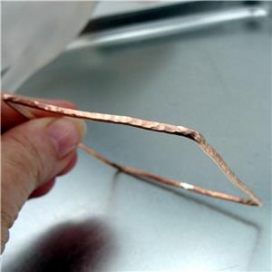 Hadar Designers Handmade Hammered 14k Rose Gold Fil Square Bangle Bracelet (V