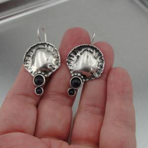 Hadar Designers Israel Handmade 925 Sterling Silver Black Onyx Earrings (H 2662)