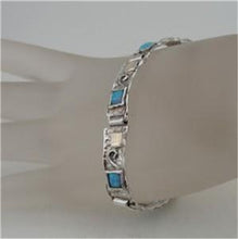 Load image into Gallery viewer, Hadar Designers Handmade Sterling Silver 9k Yellow Gold Blue Opal Bracelet (S)