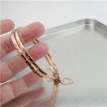 Load image into Gallery viewer, Hadar Designers Triple 14k Rose Gold F Hamsa Bangle Bracelet Handmade Hammered(V