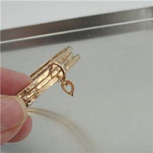 Load image into Gallery viewer, Hadar Designers 14k Yellow Gold Fi Three Bangle Heart Bracelet Handmade Hammered