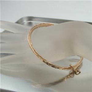 Hadar Designers Handmade Hammered 14k Gold Fi Three Bangle Heart Bracelet (V)