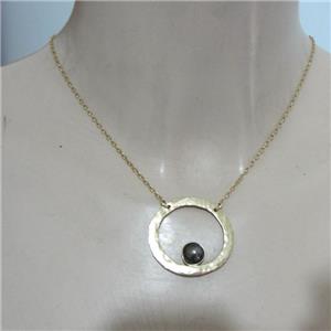 Hadar Designers Handmade Modern Gold pl Silver Pearl Pendant Necklace (V) SALE