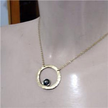 Load image into Gallery viewer, Hadar Designers Handmade Modern Gold pl Silver Pearl Pendant Necklace (V) SALE