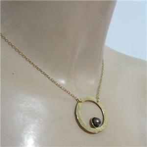 Hadar Designers Handmade Modern Gold pl Silver Pearl Pendant Necklace (V) SALE