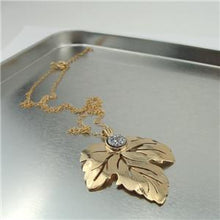 Load image into Gallery viewer, Hadar Designers Handmade Yellow Gold pl 925 Silver Druzi Leaf Pendant (V) SALE