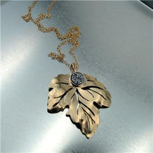 Load image into Gallery viewer, Hadar Designers Handmade Yellow Gold pl 925 Silver Druzi Leaf Pendant (V) SALE