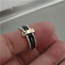 Load image into Gallery viewer, Hadar Designers 9k Yellow Gold 925 Silver Black Ceramic Ring 6.5,7,8,9 (I r886)y