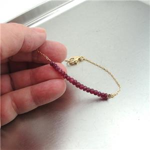 Hadar Designers Delicate 14k Gold Fil Genuine Red Ruby Necklace  (I n1229) SALE