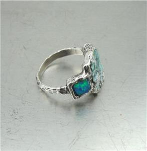 Hadar Designers Antique Roman Glass Sterling Silver Opal Ring size 6,7,8,9 (As)