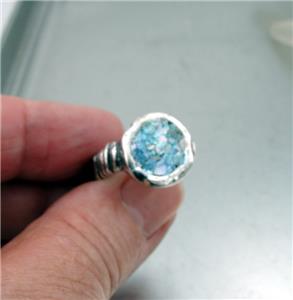 Hadar Designers Handmade 925 Sterling Silver Antique Roman Glass Ring 6,7,8,9(as