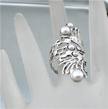 Load image into Gallery viewer, Hadar Designers Sterling Silver Pearl Peacock Ring  6,7,8,9,10 Handmade (H 1588