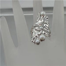 Load image into Gallery viewer, Hadar Designers Sterling Silver Pearl Peacock Ring  6,7,8,9,10 Handmade (H 1588