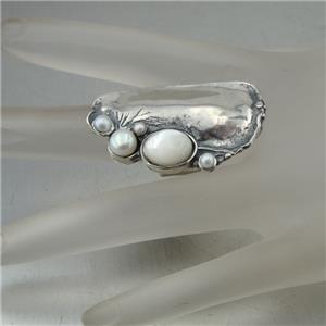Hadar Designers 925 Sterling Silver Pearl MOP Ring 6,7,8,9,10 Handmade  (H 1544)