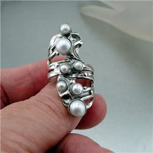 Load image into Gallery viewer, Hadar Designers Handmade Sterling Silver White Pearl Ring size 4.5,7,8,9, (H 141