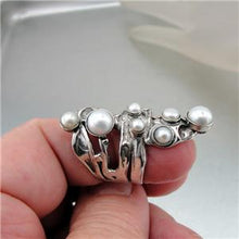 Load image into Gallery viewer, Hadar Designers Handmade Sterling Silver White Pearl Ring size 4.5,7,8,9, (H 141