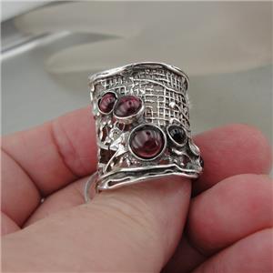 Hadar Designers Handmade 925 Sterling Silver Red Garnet Ring 6,7,8,9,10  (H 144