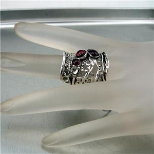 Hadar Designers Handmade 925 Sterling Silver Red Garnet Ring 6,7,8,9,10  (H 144