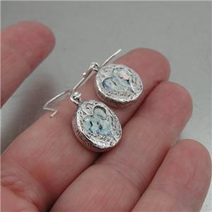Hadar Designers Handmade Heart 925 Silver Roman Glass Handmade Earrings (as)SALE