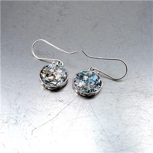 Hadar Designers Handmade Heart 925 Silver Roman Glass Handmade Earrings (as)SALE
