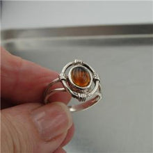 Load image into Gallery viewer, Hadar Designers Israel Handmade 925 Sterling Silver Baltic Amber Ring sz 8.5 (H