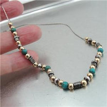 Load image into Gallery viewer, Necklace Turquoise 14K Gold Fil 925 Sterling Silver Hadar Designers (L) Last
