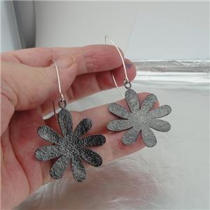 Hadar Designers Handmade Floral Oxidized Black Sterling Silver Earrings () SALE
