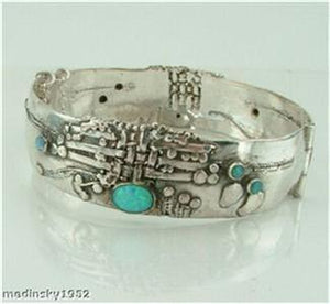 Hadar Designers Gorgeous Handmade 925 Sterling Silver Blue Opal Bracelet (b 77)