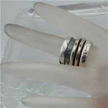 Load image into Gallery viewer, Hadar Designers Swivel 9k Gold Sterling Silver Ring sz 7, 7.5 Handmade (I r662)y