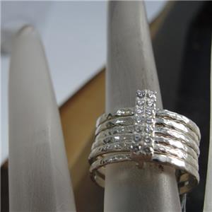 Hadar Designers Handmade Sterling Silver Zircon Multi Ring size 6.5 (I r580s) Y