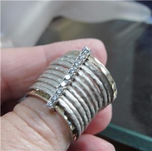 Hadar Designers Handmade 9k yellow Gold Silver Zircon Multi Ring sz 7,8,9(I r610