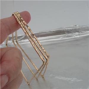 Hadar Designers  14k yellow Gold F Square Three Bangle Bracelet Handmade Art (V