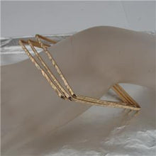 Load image into Gallery viewer, Hadar Designers  14k yellow Gold F Square Three Bangle Bracelet Handmade Art (V