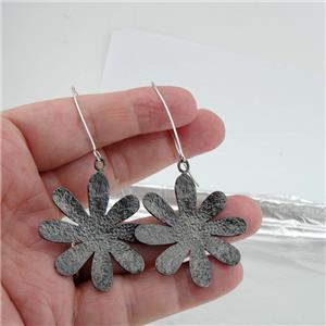 Hadar Designers Handmade Floral Oxidized Black Sterling Silver Earrings () SALE