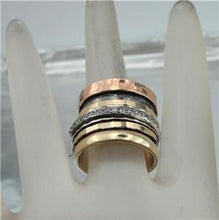 Load image into Gallery viewer, Hadar Designers Swivel 9k Yellow Gold Sterling Silver Zircon Ring 7,8,9,(I r813