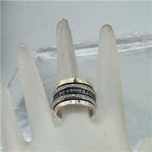 Load image into Gallery viewer, Hadar Designers Swivel 9k Gold 925 Silver Black Diamond Ring sz 6,7,8,9 (I r820