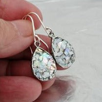 Load image into Gallery viewer, Hadar Designers 925 Sterling Silver Antique Roman Glass Drop Earrings (as 417515