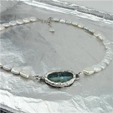 Load image into Gallery viewer, Hadar Designers White Pearl Necklace Sterling Silver Roman Glass  (as 5031