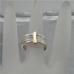 Hadar Designers 9k Yellow Gold 925 Silver Multi Ring 6,7,8,9,10 Handmade (I r756
