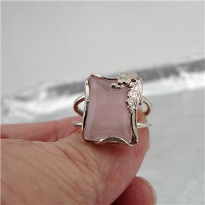 Hadar Designers Rose Quartz Ring size 6, 6.5 Charming 925 Sterling Silver (sp) Y