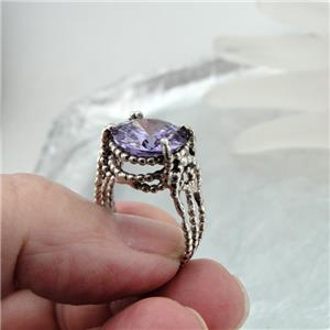 Hadar Designers Lavender Zircon Ring sz 7.5,8 925 Sterling Silver Handmade (sp)Y
