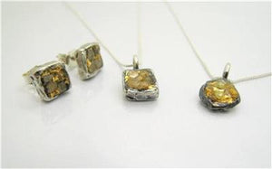 Hadar Designers 24k Gold Sterling Silver Raw Diamond Stud Earrings Handmade(AS)y