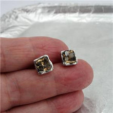 Load image into Gallery viewer, Hadar Designers 24k Gold Sterling Silver Raw Diamond Stud Earrings Handmade(AS)y