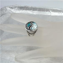 Load image into Gallery viewer, Hadar Designers Handmade 925 Silver Roman Glass Opal YIN YANG Ring 6,7,8,9 (As
