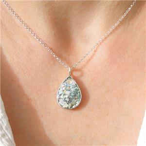 Hadar Designers Sterling Silver Roman Glass Drop Necklace Pendant Handmade (AS)y