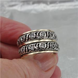 Hadar Designer Handmade Swivel 9k Yellow Gold 925 Silver Zircon Ring 8 (SN) SALE