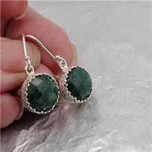 Load image into Gallery viewer, Hadar Designers Drop Dangle Sterling Silver Filigree Emerald Earrings (I e594s