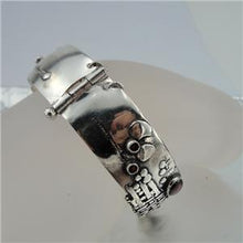 Load image into Gallery viewer, Hadar Designers 925 Sterling Silver Red Garnet Bangle Bracelet Handmade (b 77)y