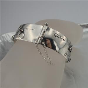 Hadar Designers 925 Sterling Silver Red Garnet Bangle Bracelet Handmade (b 77)y