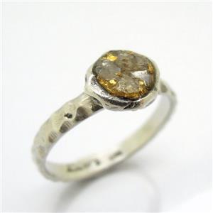 Hadar Designers Handmade 24k Yellow Gold 925 Silver Raw Diamond Ring 4,5,6,7 (AS